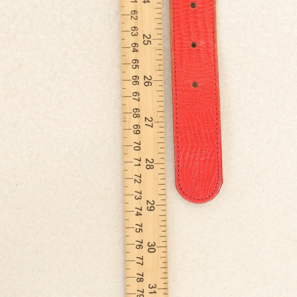 Vintage Harken Belt Lizard Embossed Red Leather USA Women S